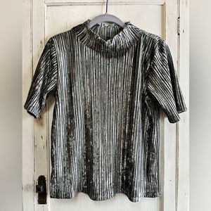 LOFT Pale Eucalyptus Velour Mock Neck Top